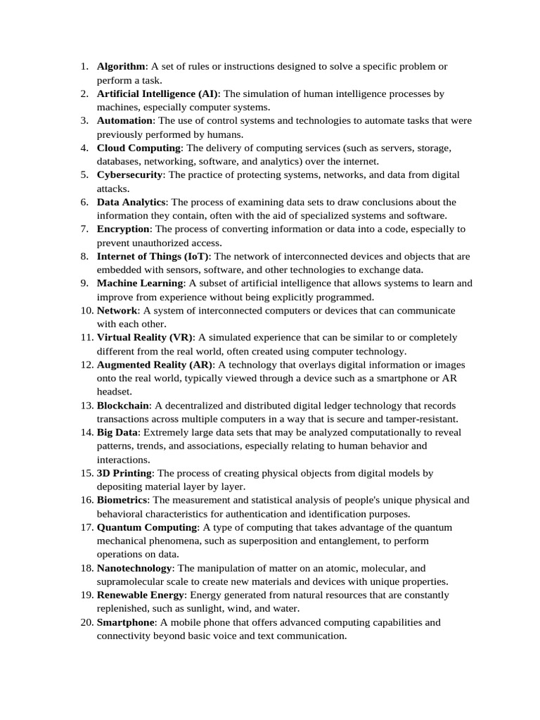 Technology More Vocabulary Pdf Computing Computer Network