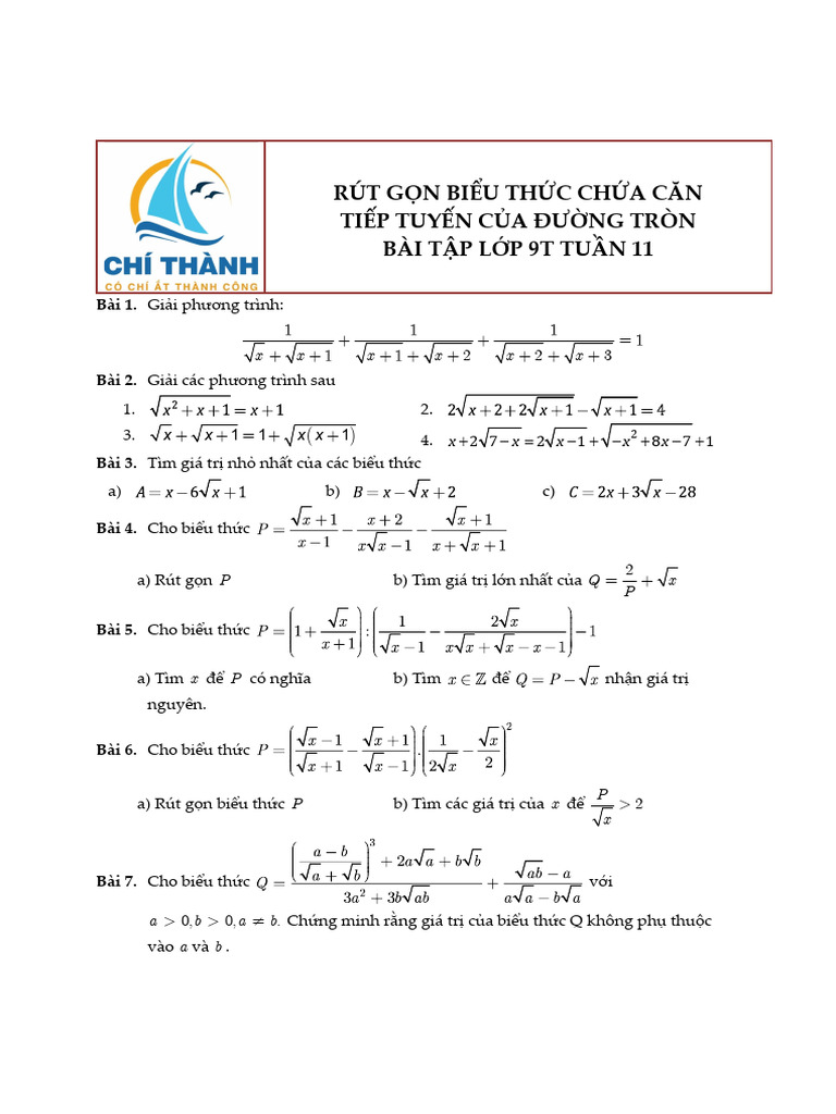 Bai Tap Lop 9T Tuan 11 | PDF