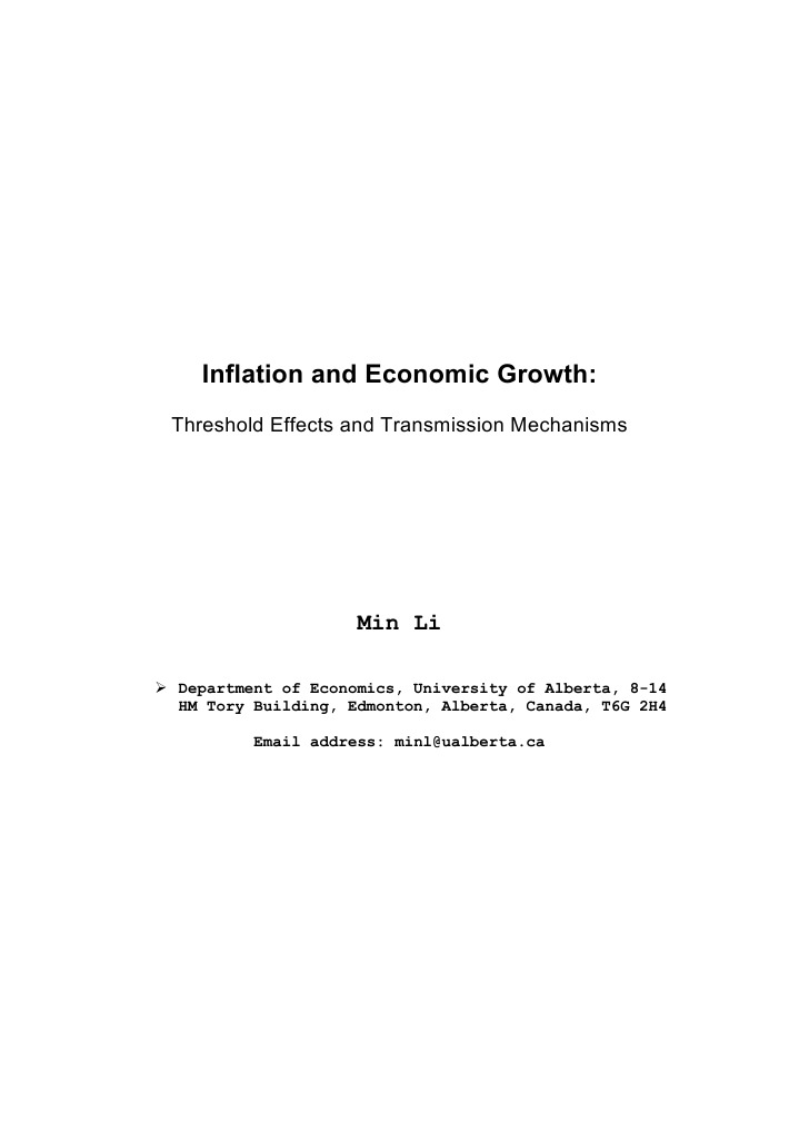 Inflation and Economic Growth Threshold Effects and Transmission