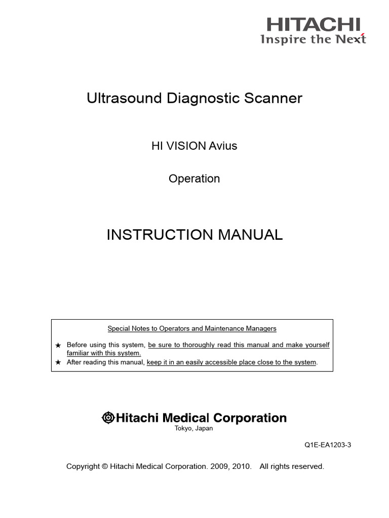 HI VISION Avius Ultrasound Manual | PDF | Medical Ultrasound | Ultrasound