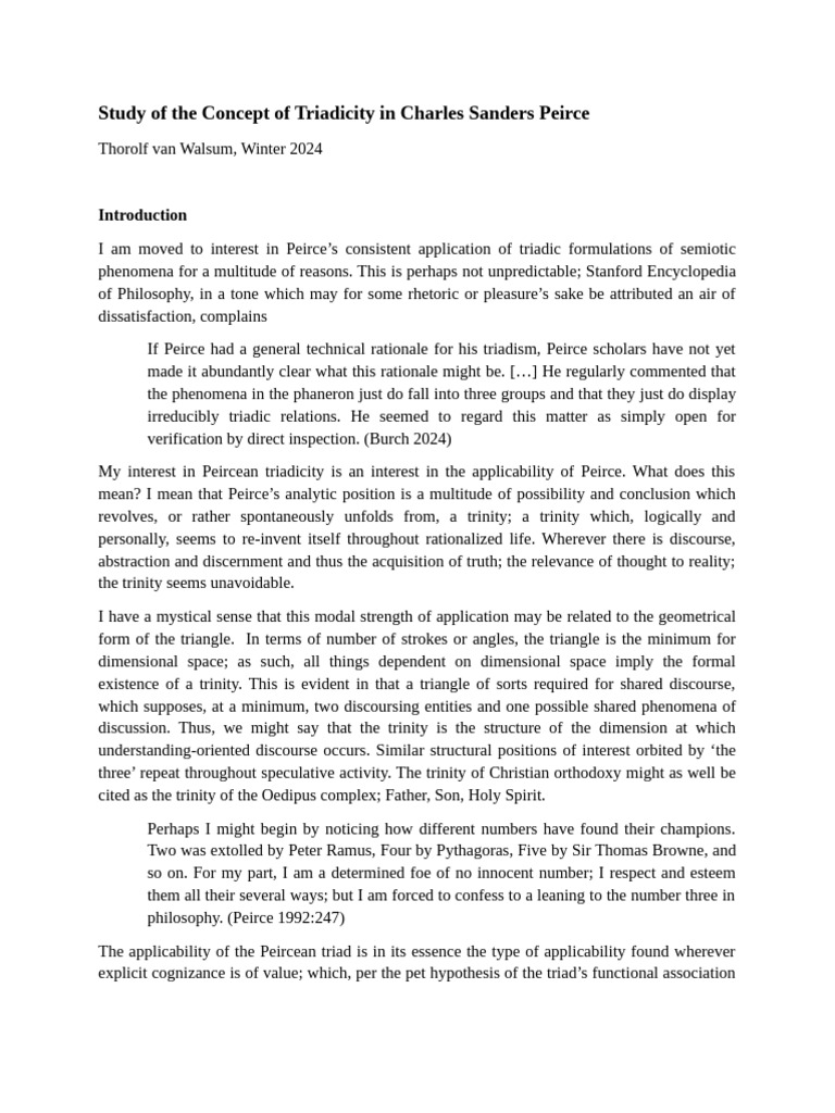 Study of The Concept of Triadicity in Charles Sanders Peirce | PDF ...