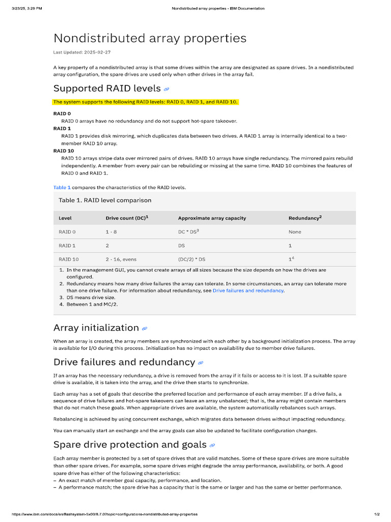 Nondistributed Array Properties - IBM Documentation | PDF