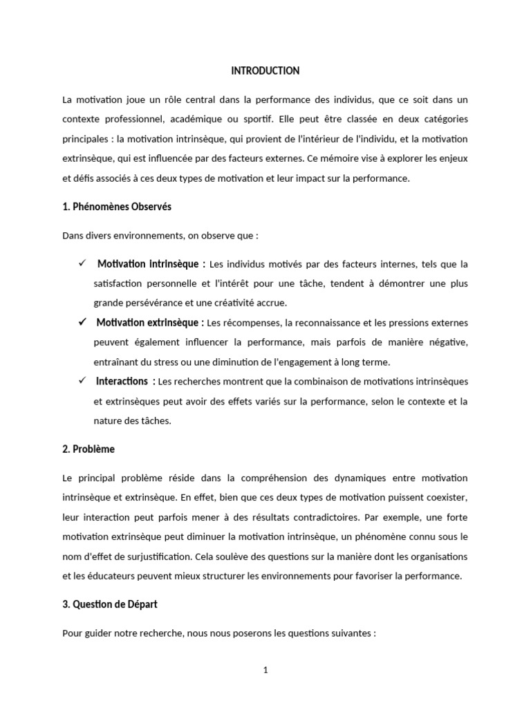 Impact de la Motivation sur la Performance | PDF | Motivation | Motivant