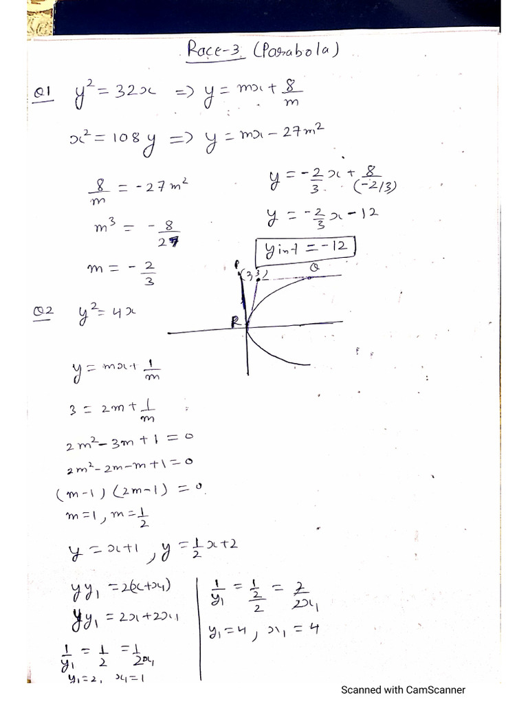 Parabola Race 3 Soln | PDF