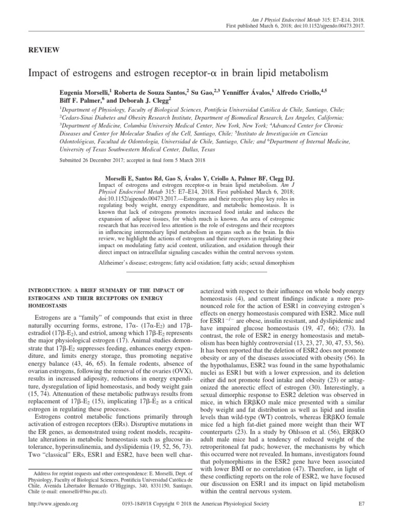 morselli et al 2018 impact of estrogens and estrogen receptor α in ...