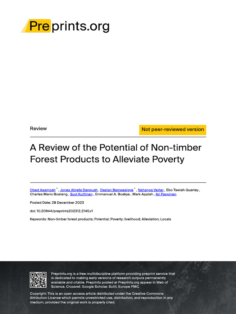 A Review of The Potential of Non-Timber Forest Pro | PDF | Poverty ...