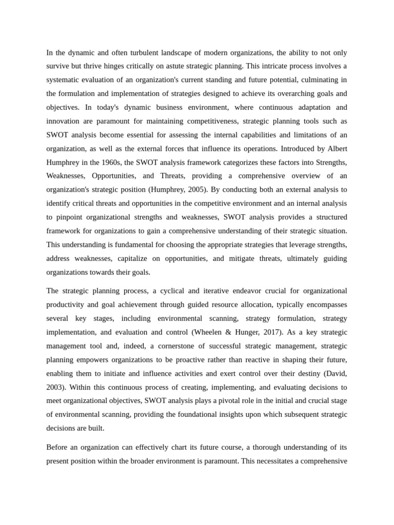 Effective Strategic Planning with SWOT Analysis | PDF | Swot Analysis ...