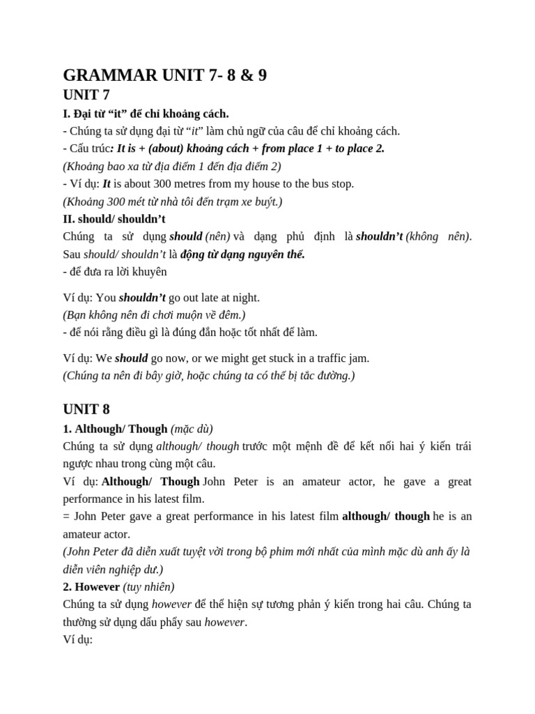 Grammar Unit 7 8 9 | PDF