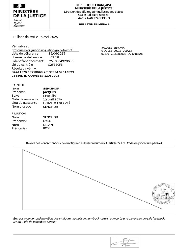Bulletin numéro 3 de casier judiciaire | PDF | Justice | Crime et violence