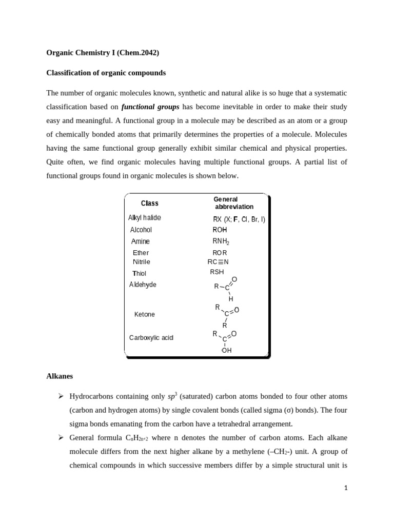 Organic Compounds and Functional Groups | PDF | Alkane | Functional Group