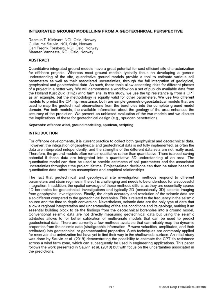 Integrated Ground Modelling for Offshore Projects | PDF | Geotechnical ...
