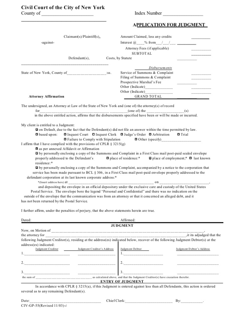 Application For Judgment | PDF | Complaint | Common Law