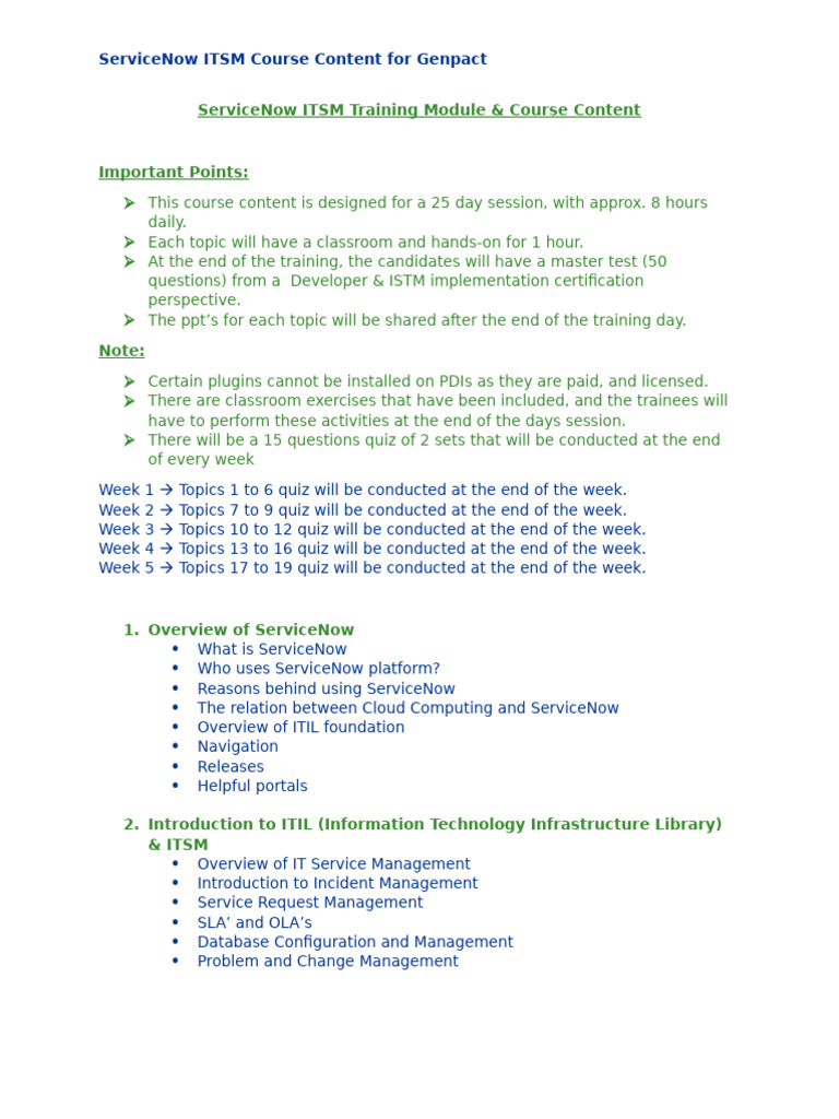 ServiceNow ITSM Training Module | PDF | Service Level Agreement | Web ...