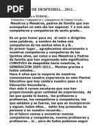 Palabras de Despedida... 2011. Convivio..