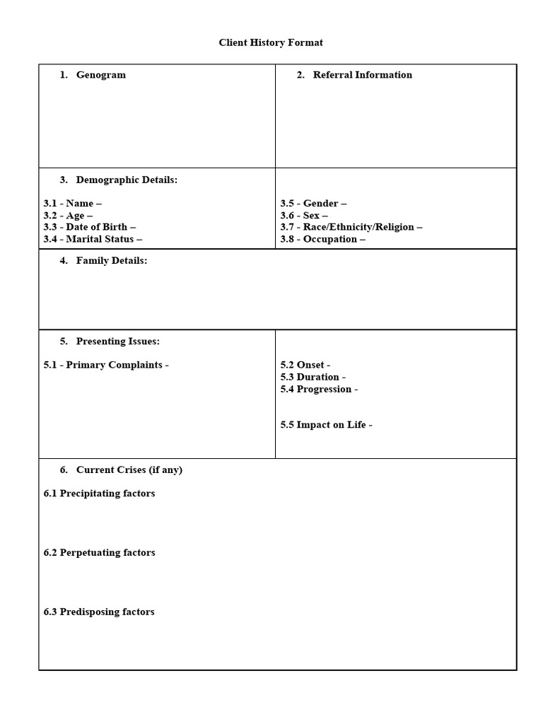 Comprehensive Client History Template | PDF