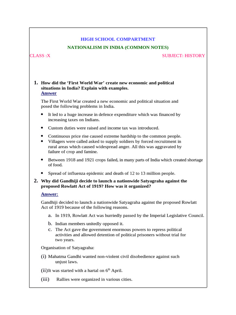 Nationalism in India New Common Notes | PDF | Mahatma Gandhi | Indian ...