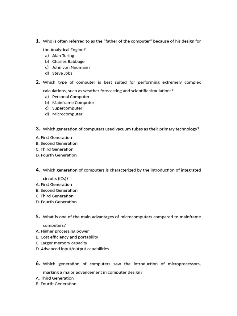 Computer Generations and Types Explained | PDF | Microcomputers ...