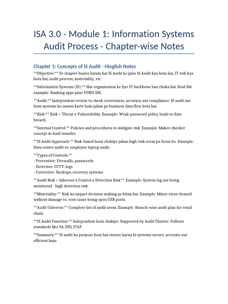 ISA Module 1 Chapter 1 Notes | PDF