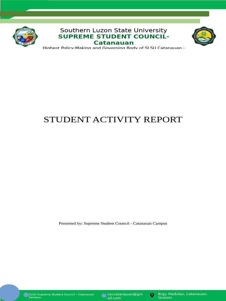 SLSU Catanauan Student Activities Report | PDF | Social Ethics | Justice
