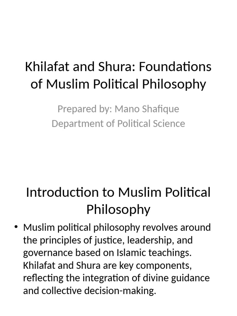 Formal Khilafat and Shura Presentation | PDF | Caliphate | Shura