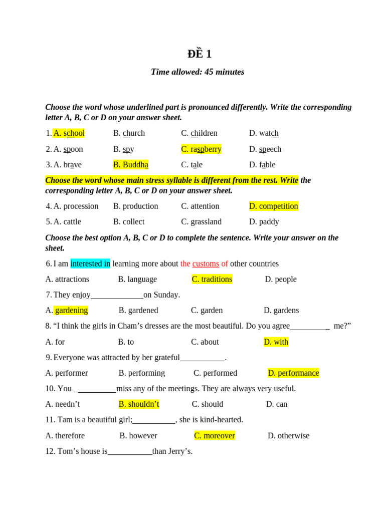 English Language Practice Test | PDF | Little Red Riding Hood