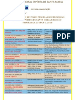 Horários Das Reuniões Públicas Doutrinárias