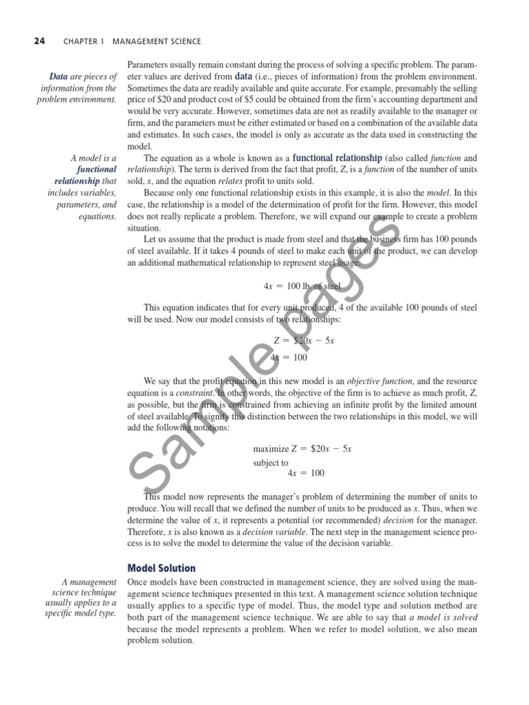 Management Science: Profit Modeling Basics | PDF | Equations | Function ...