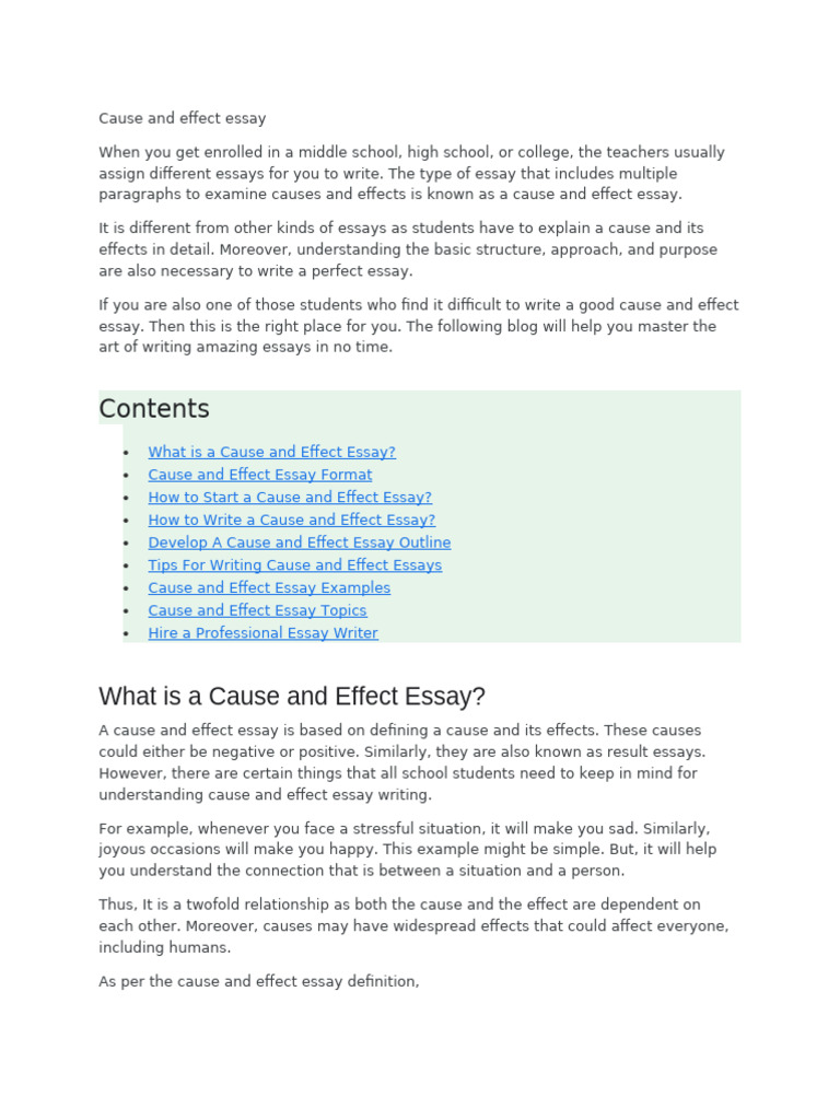 Mastering Cause and Effect Essays | PDF | Essays | Causality
