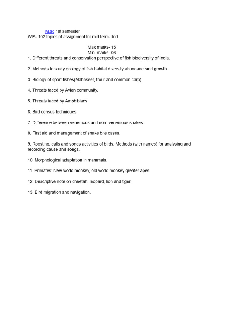 Fish and Wildlife Conservation Topics | PDF
