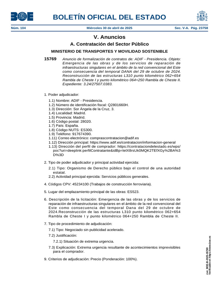 Boe B 2025 15769 | PDF | Gobierno