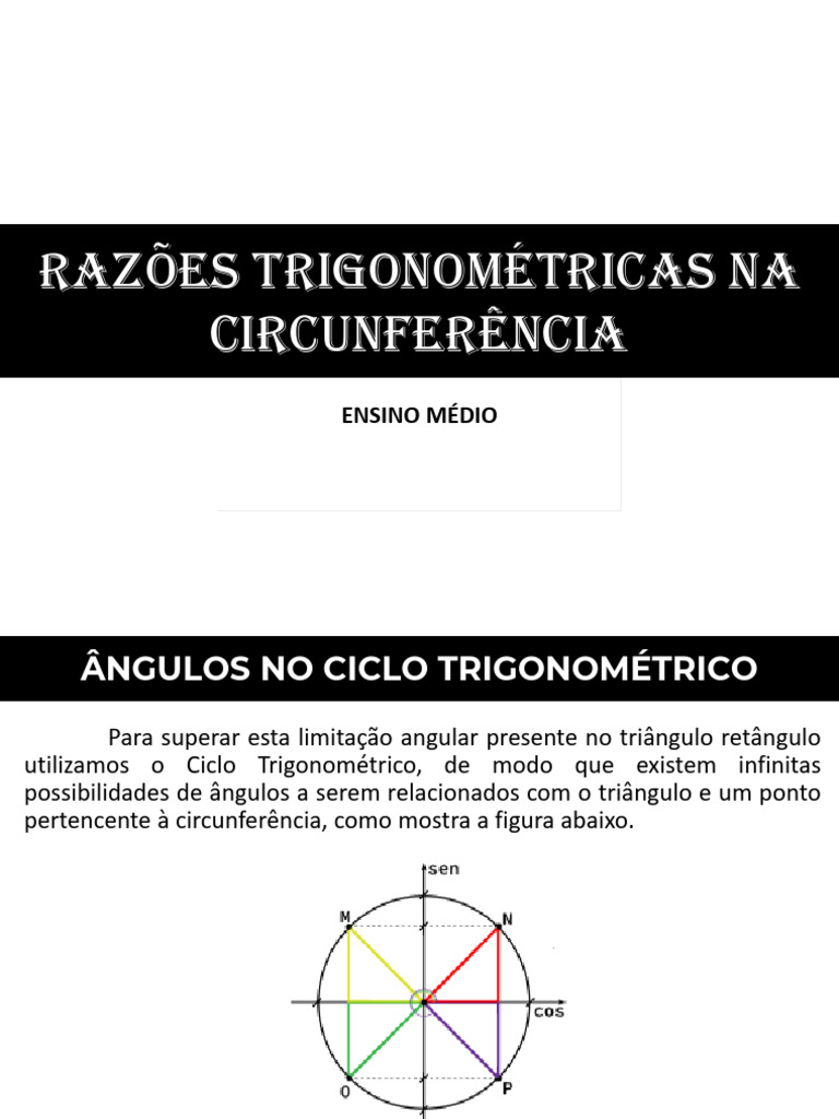 Razões Trigonométricas na Circunferência | PDF | Trigonometria | Círculo
