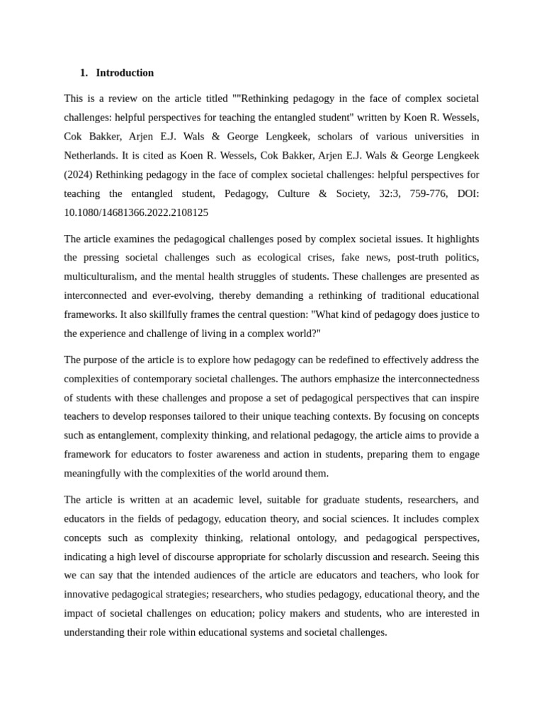 Rethinking Pedagogy for Complex Challenges | PDF | Pedagogy | Methodology