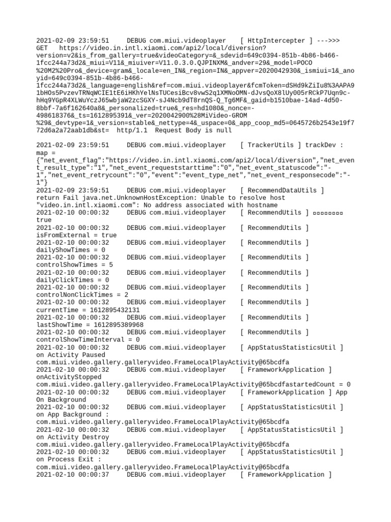 Xiaomi Video Player Debug Log | PDF | Computing | Software Engineering