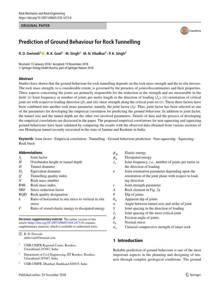Ground Behaviour in Rock Tunnelling | PDF | Strength Of Materials ...