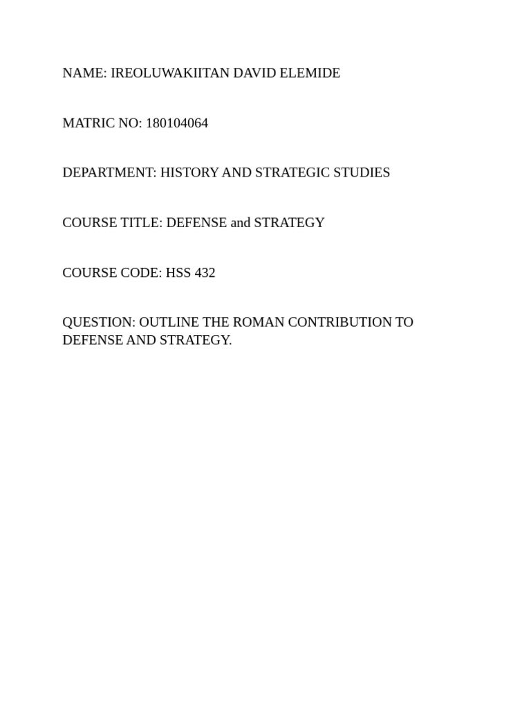 Defense and Strategy Assignment | PDF | Fortification | Siege