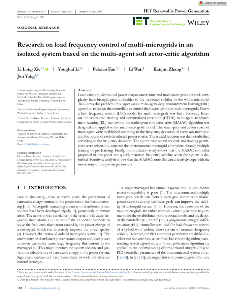 IET Renewable Power Gen - 2023 - Xie - Research On Load Frequency ...