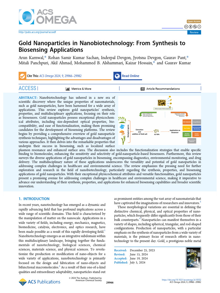 Gold Nanoparticles in Biosensing Applications | PDF | Nanoparticle ...