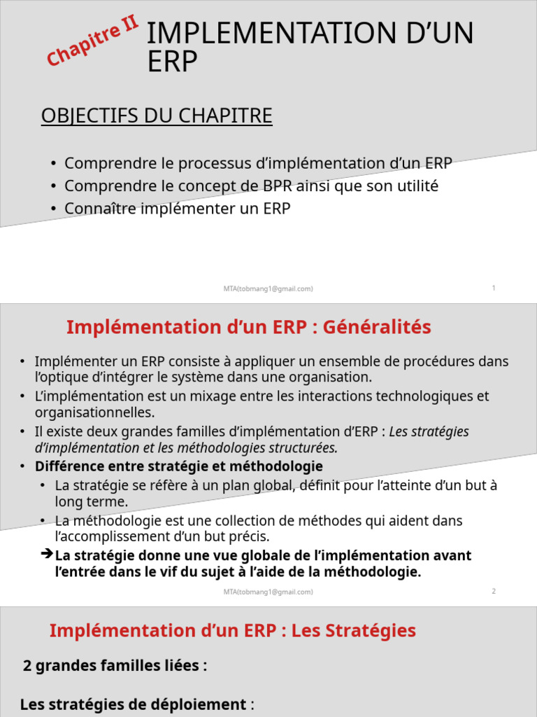 Stratégies d'Implémentation d'un ERP | PDF | Progiciel de gestion ...