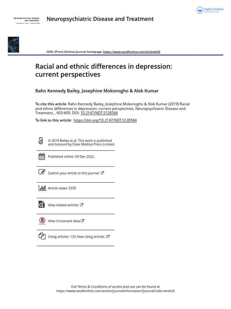 Racial and Ethnic Differences in Depression | PDF | Major Depressive ...