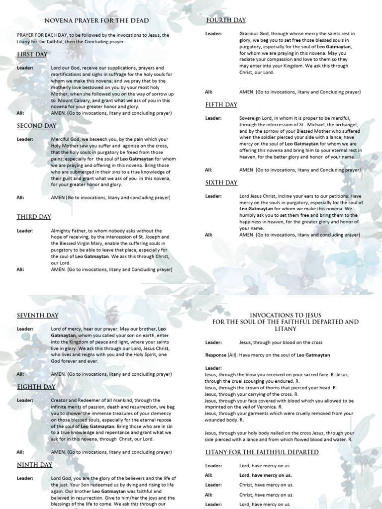 Novena For The Dead Pdf Prayer Mercy