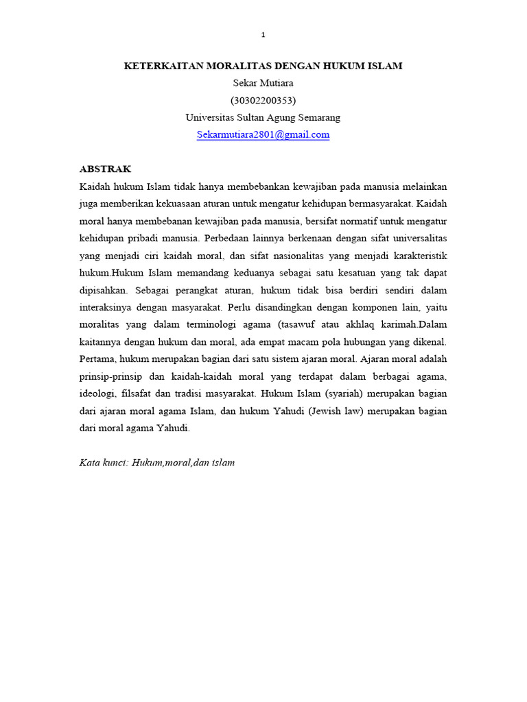 Keterkaitan Moralitas dan Hukum Islam | PDF