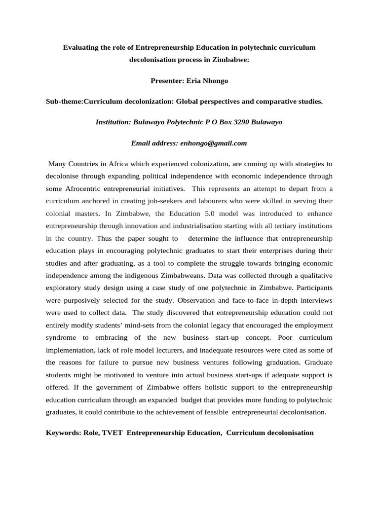 University of Zululand Abstract | PDF