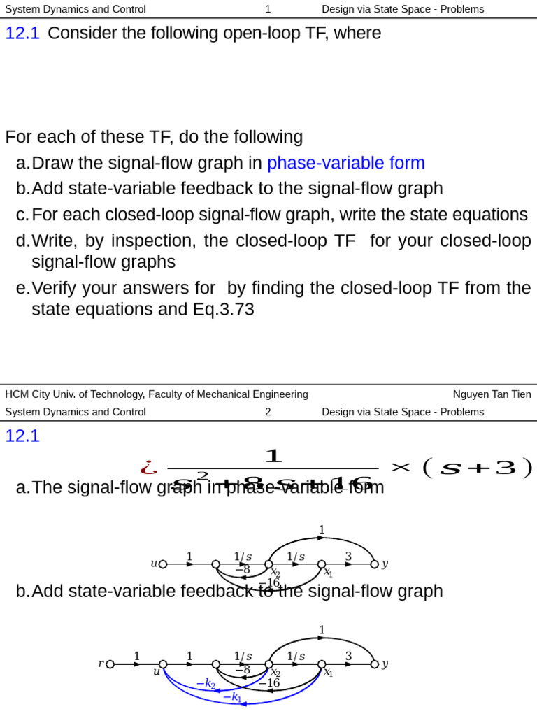 Ch.12 Design Via State Space - Problem | PDF | Control Theory | Applied ...