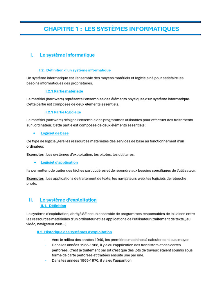 Introduction aux systèmes informatiques | PDF | Système d'exploitation ...