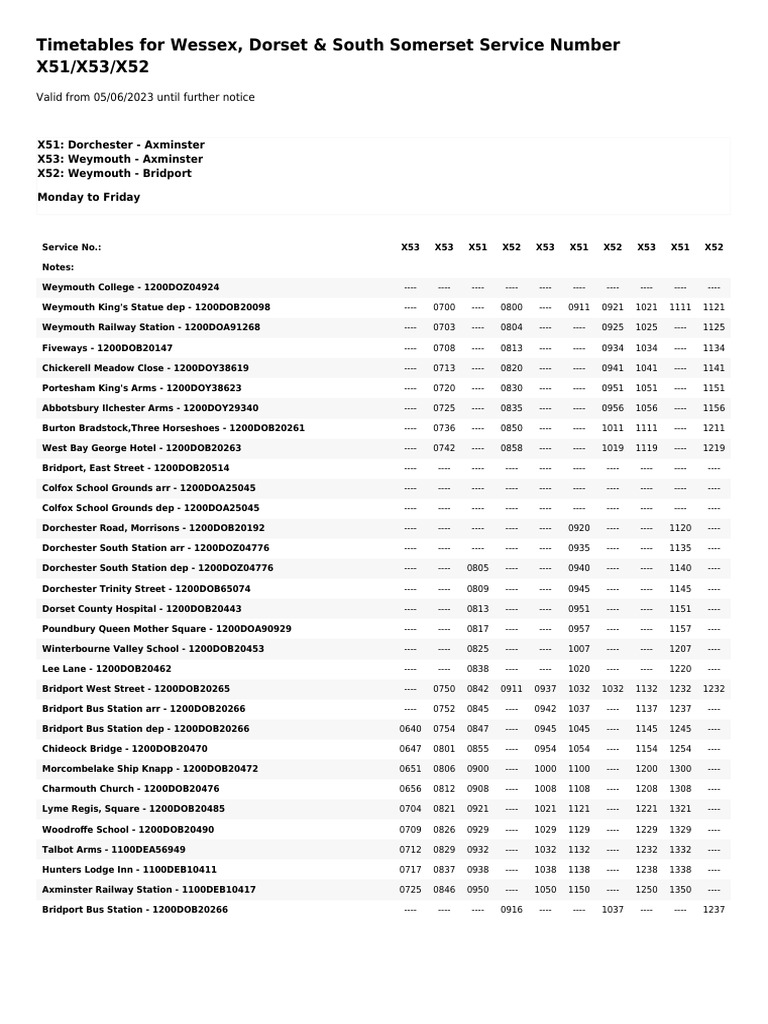 X51/X52/X53 Bus Timetables 2023 | PDF | Bus Transport | Routes
