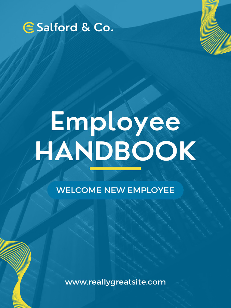 Blue Yellow Modern Professional Company Employee Handbook Booklet | PDF