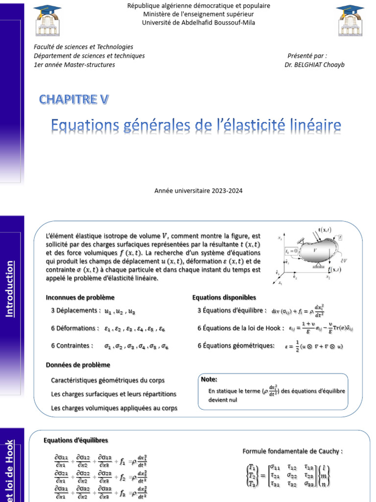 Problème d'élasticité linéaire en mécanique | PDF | Équations ...