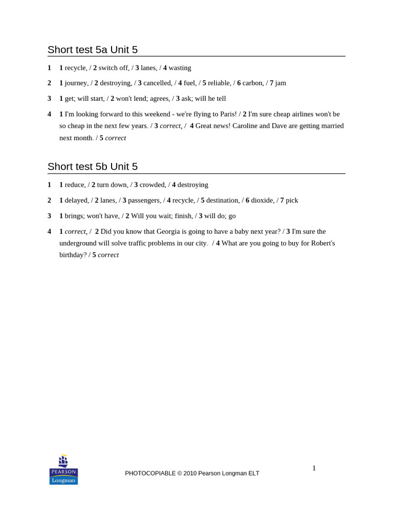 Unit 5 Test: Environmental Awareness | PDF