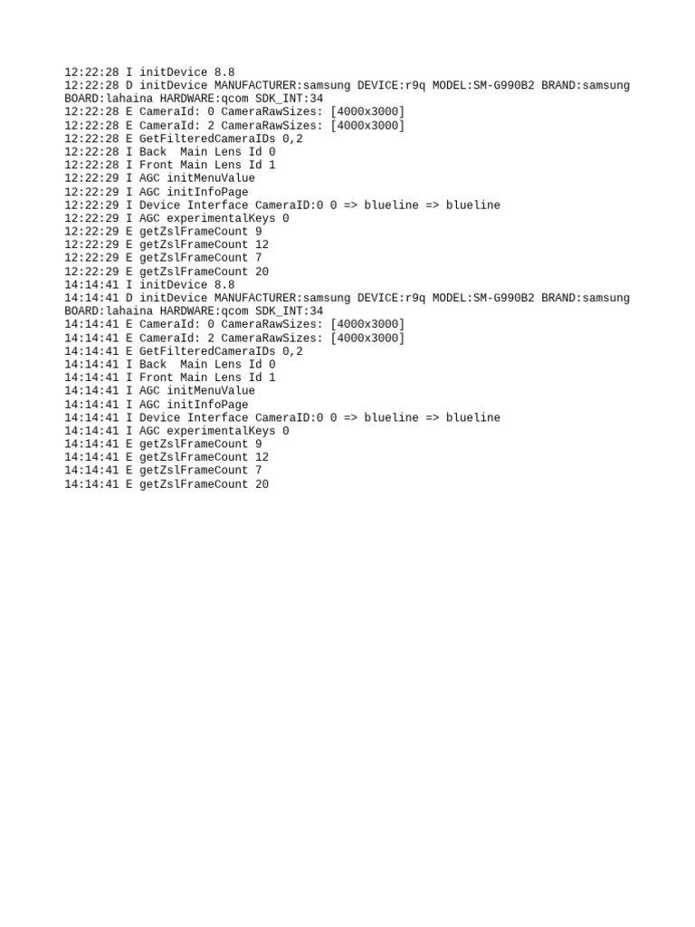 Samsung R9Q Camera Initialization Logs | PDF