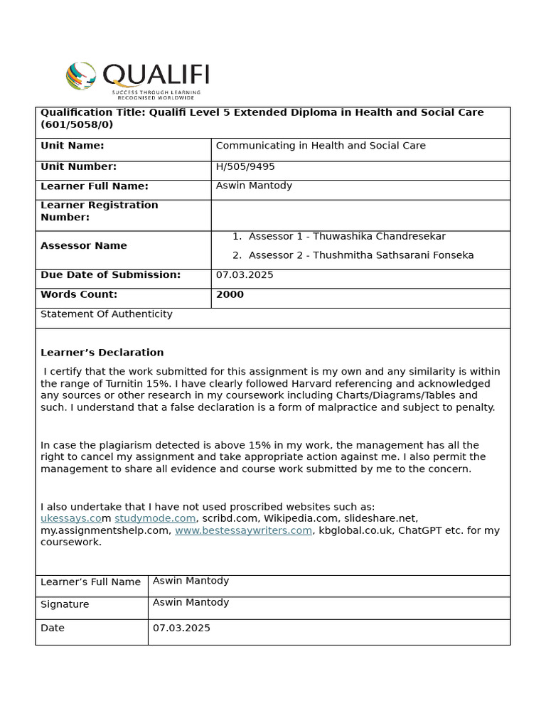 Assignment 2 - Aswin Mantody | PDF | Communication | Electronic Health ...